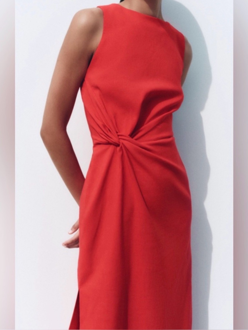 Zara red cut out midi dress size XS